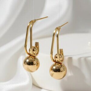 Chic Shine 18K Gold Plated Bead Drop Earrings - Perfect for Every Occasion 🌟